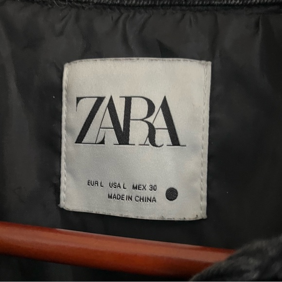 Zara Black Orange Tweed Washed Denim Fall Over-shirt Jean Jacket - Picture 3 of 11